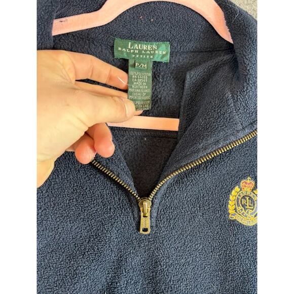 VTG 90s Lauren Ralph Lauren Fleece Sweater Women P/M Crest Logo Old Money Preppy - Picture 5 of 7